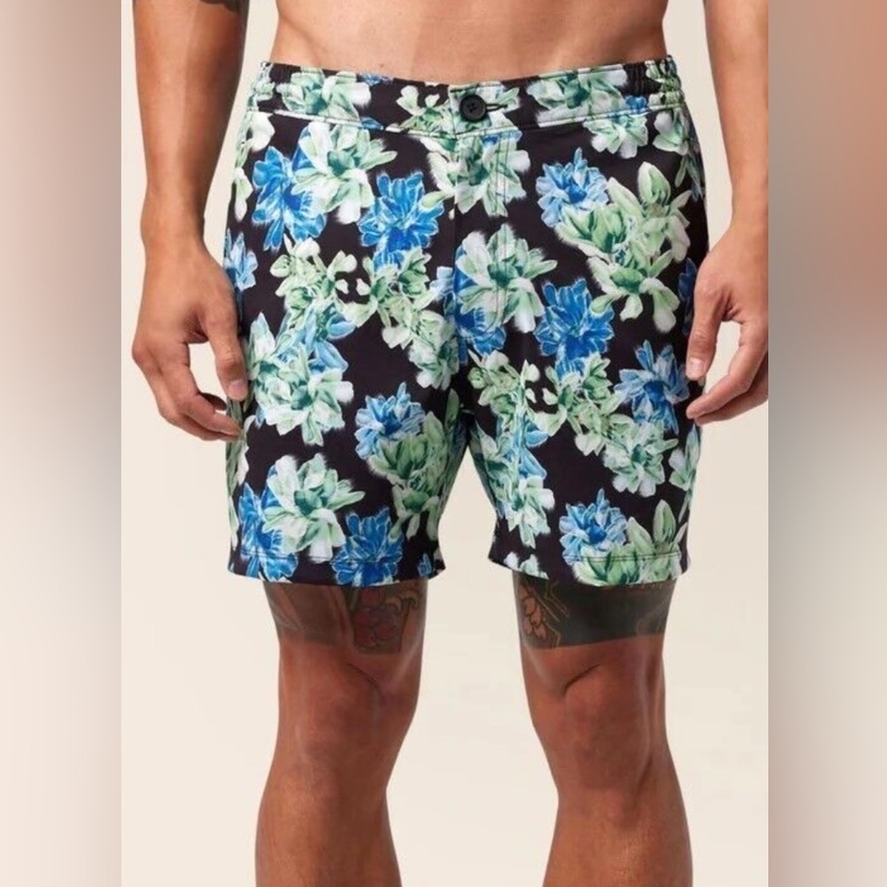 NWT Good Man Brand Men’s Havana Floral Swim Trunks, Medium, Beach Shorts